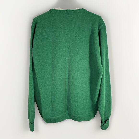 Vintage JCPenney The Fox Sweater Men's Sz L V-Neck Green Logo Union Made - Picture 2 of 5